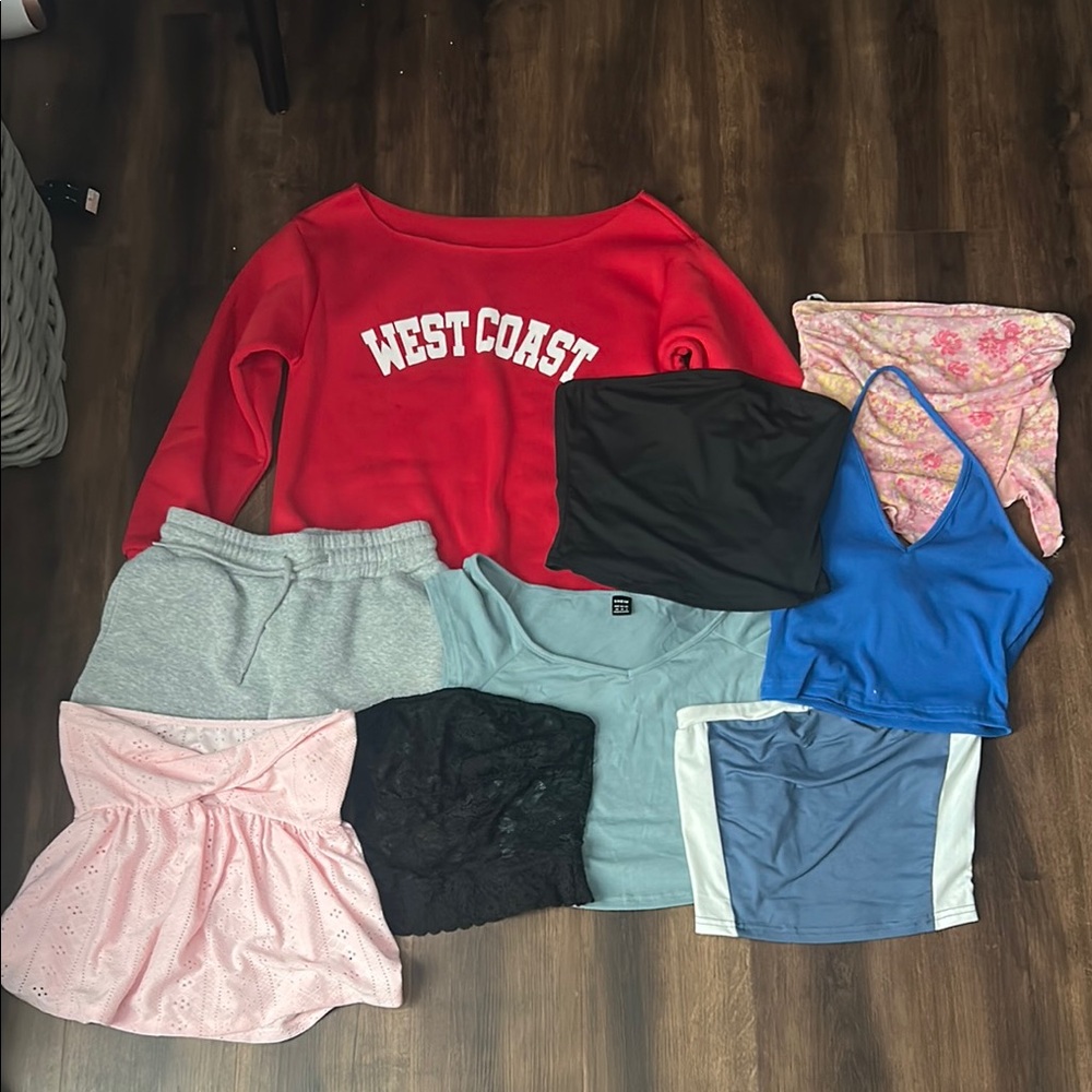 SHEIN Crop Tops Collection - Red, Black, Blue, Pink, Gray